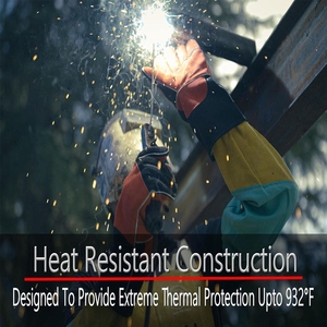 Gants de soudage en cuir de vachette pleine fleur, paume renforcée, résistance durable à l'abrasion, résistance générale à la chaleur - Product Image 4