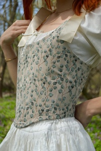 New Arrival Custom Made <b>Corset</b> Stays Sleeveless Tank <b>Top</b> Short 100% Cotton Floral <b>Pattern</b> Vintage Style Breathable Eco-Friendly - Product Image 4