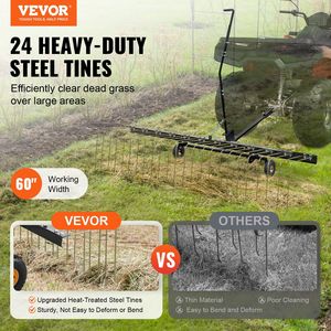 Scarificatore Trainabile da 60 Pollici con 24 Denti in Acciaio, Rastrello Scarificatore per Prato per ATV, Comodo Attrezzo Trainabile - Product Image 2