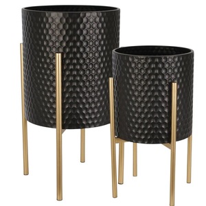 Minimalist Design Aluminium Black Finish Gold Flower <b>Vase</b> Planter Eco-friendly for Home Garden Wedding Decor - Product Image 1