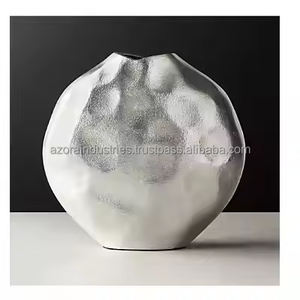 aluminium <b>vase</b> with distressed finished with <b>flower</b> design <b>small</b> and medium size <b>flower</b> <b>vase</b> for home by Azora industries - Product Image 5