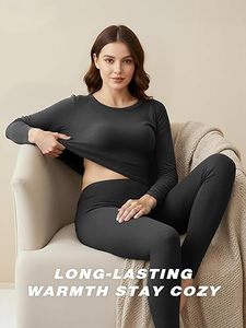 2 Conjuntos de Ropa Interior Térmica para Mujer, Conjunto de Camiseta y Pantalones Largos para Clima Frío, Capa Base con Forro Polar - Product Image 3
