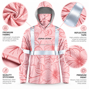 Zona Star - Ropa de Trabajo Reflectante de Alta Visibilidad con Estampado Floral Rosa Personalizado, Secado Rápido, Certificación CE, Diseño de Hojas Tropicales - Product Image 2