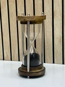 Reloj de arena de madera de 6'' con arena negra |   Reloj de Arena Decorativo Rústico para Mesa - Product Image 5