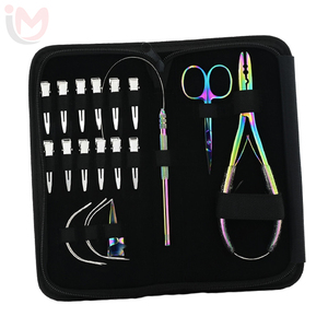 Kit de Herramientas para Extensiones de Cabello, Alicates de Acero Inoxidable, Tijeras, Juego de Pinzas para Instalación y Remoción de Extensiones de Cabello de Queratina, Arcoíris - Product Image 1