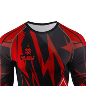 Camiseta de Compresión MMA Sublimada Personalizada, Spandex/Poliéster, Ropa de Entrenamiento Transpirable, Marca Privada, Rush Guard, Artes Marciales - Product Image 2