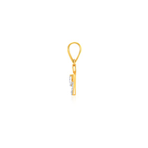 Pendentif en or jaune pour femme avec diamants de laboratoire taille cœur et taille ronde, idéal pour un usage quotidien romantique - Product Image 3