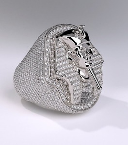 Anillo Plateado con Baño de Rodio y Diseño de Faraón Egipcio para Hombre, Joyería de Lujo con Moissanita, Estilo Hip Hop - Product Image 2