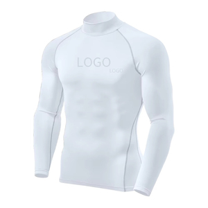 Camiseta de Compresión de Manga Larga para Hombre con Logotipo Personalizado, 220g, Poliéster/Nailon, Transpirable, Anti-UV, Cuello Alto, para Gimnasio, Entrenamiento, Deportiva - Product Image 4