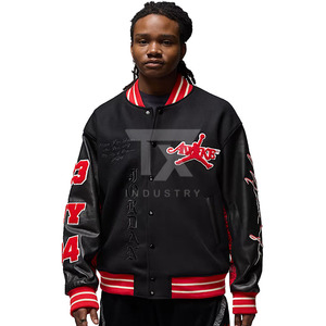 Hot Selling Casual Style <b>Canvas</b> Letterman Varsity <b>Jacket</b> Stand Collar Front Breathable Custom Hooded Waterproof <b>Jackets</b> for <b>Men</b> - Product Image 3