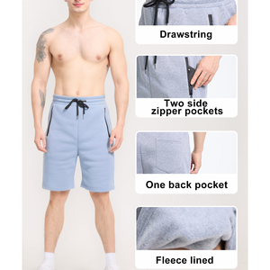 Shorts d'été décontractés pour hommes, 100 % coton molletonné, respirants, taille élastique, motif uni, haute qualité, pour usage quotidien - Product Image 4