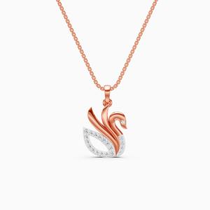 Elegante colgante Love Grace Swan con diamante cultivado en laboratorio de 0.17 quilates en oro amarillo, blanco y rosa de 9 quilates. - Product Image 1