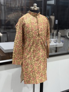 <b>Men's</b> Traditional Cotton <b>Kurta</b> With Floral Print Regular Fit Midi Length Casual Wear India Pakistan Style - Product Image 1