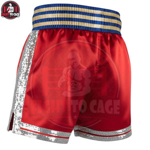 Shorts de boxe en polyester respirant de qualité supérieure, couleur rouge, personnalisables avec logo, fabriqués sur mesure par le meilleur fournisseur, pour entraînement professionnel. - Product Image 5