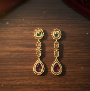 Pendientes de Plata de Ley 925 con Baño de Oro de 18K, Diseño Ovalado y en Forma de Pera, con Circonitas Cúbicas, de 5.5 Pulgadas, Joyería Étnica - Product Image 2