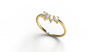 Luxury 18K Gold Pear Diamond Ring Curved Chevron Crown Band Teardrop Cluster Wedding Ring Jewelry Gift Fine Jewelry for Women - Product Image 2