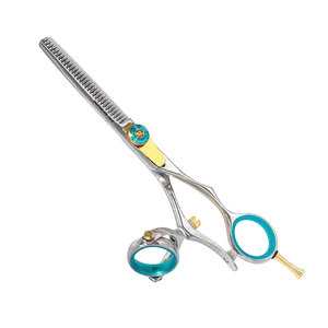 Ciseaux à effiler professionnels en acier inoxydable, 30 dents, double pivot, bleus, à clipser facilement, taille personnalisée - Product Image 1
