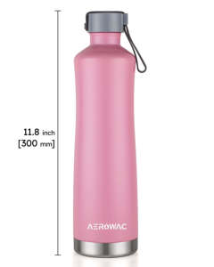 Dusty rose <b>pink</b> vacuum insulated stainless steel water <b>bottle</b> with steel base reusable thermal flask leakproof hot cold beverage - Product Image 4