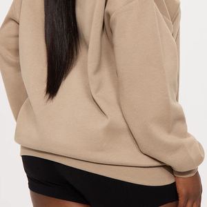 Sweat-shirt en tricot surdimensionné, couleur unie, manches régulières, col montant, unisexe, vêtements décontractés pour l'automne - Product Image 4