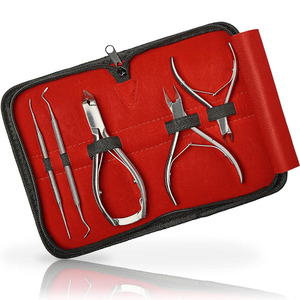 Kit de pédicure 5 pièces en acier inoxydable avec coupe-ongles, rehausseur d'angle, lime à ongles et ciseaux à ongles – Instruments de podologie - Product Image 1