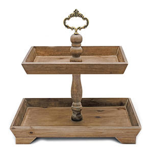 Bandeja de Madera de Varios Niveles para Exhibición de Alimentos en Panaderías y Restaurantes, Diseño Floral Moderno para Decoración de Mostradores de Cafeterías y Bodas - Product Image 1