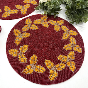 Multi color Floral Design <b>Table</b> <b>Runner</b> Place mats Best Home Decor Coaster Mat Beaded Embroidered <b>Table</b> Decor for Weddings - Product Image 5