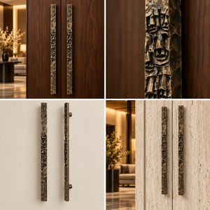Tirador de Puerta Tallado Ornamentado con Acabado Bronce Antiguo, Manija Larga Texturizada para Gabinete, Herraje Decorativo para Muebles de Interiores de Lujo - Product Image 6