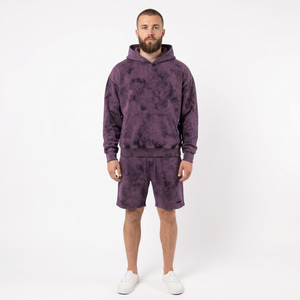 Custom <b>Men's</b> <b>Hoodie</b> <b>And</b> <b>Shorts</b> <b>Set</b> Cotton Fleece Two Piece Fashion Outfit With Screen Print Graphic Elastic Waist - Product Image 4