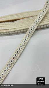 Ribete de Encaje Floral con Diseño de Vieiras, 100% Poliéster, 3 cm de Ancho, Rollo de 9 Metros para Ropa Étnica, Bolsos, Zapatos y Textiles para el Hogar - Product Image 2