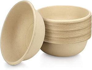 Bol jetable en bagasse naturelle, compostable, en fibre de canne à sucre, pour les repas chauds et froids - Product Image 4