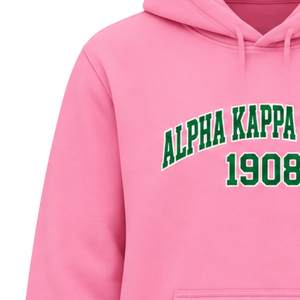 Custom <b>Pink</b> Pullover <b>Hoodie</b> for Women with Embroidered Greek Letter Logo Soft Fleece Casual Sweatshirt Sorority Apparel - Product Image 5