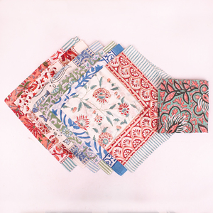 Hot Selling Indian Handmade Floral Colourful Cotton Square Scarfs <b>Bandana</b> Boho Unisex Headscarf Neck Tie Wrist Band Breathable - Product Image 5