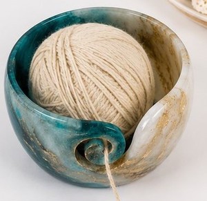 Cuenco de Resina Hecho a Mano con Acabado Craquelado, Diseño Moderno con Patrones Variados, Portátil, para Almacenamiento de Hilos de Ganchillo y Tejido, Decoración del Hogar - Product Image 2