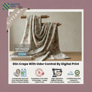 SWD-4D3747 Tela Crepé Satinado de Doble Cara, Orgánica y Ecológica, 100% Lana de Mar PET, con Control de Olores, Impresión Digital, para Vestidos o Camisas - Product Image 3