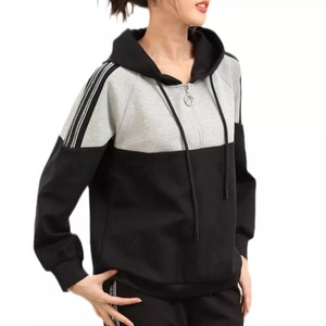 New Fashion Women's Unisex Winter Knitted Hoodies with Front Custom Logo 100% Cotton Quarter Zipper <b>Workout</b> <b>Jacket</b> - Product Image 1