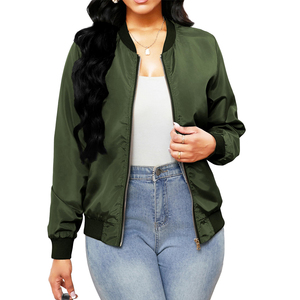 High Quality Quilted Satin Bomber <b>Jacket</b> for <b>Ladies</b> Long Sleeve Zipper up <b>Lightweight</b> Windproof Breathable Satin <b>Jacket</b> - Product Image 1