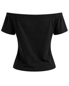 Camiseta Negra de Mujer con Hombros Descubiertos, Manga Corta, Corte Ajustado, Estilo Casual de Verano, Moda Urbana, Fabricante OEM Personalizado - Product Image 1