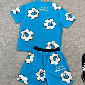 Conjunto Deportivo de Algodón para Hombre, Camiseta y Pantalones Cortos, Traje de Gimnasio de 2 Piezas - Product Image 1