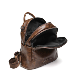 Sac à dos vintage imperméable antivol géométrique en PU souple avec fermeture éclair et port USB pour ordinateur portable pour hommes, capacité 36-59L - Product Image 2