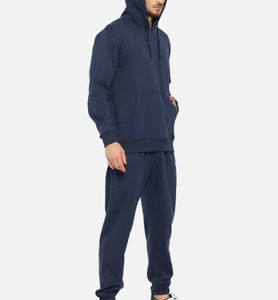 Men's Navy Blue Hoodie And Sweatpants <b>Set</b> With Red Yourbrand Logo Print Casual Autumn Wear 100% Cotton French Terry Material - Product Image 2
