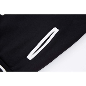 <b>Men's</b> Black <b>White</b> Regular Fit Turn-down Collar Button Closure Casual Style Fleece Material Varsity <b>Jacket</b> Available For Sale - Product Image 4