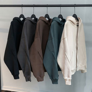 Men Full Opening Hooded Sweatshirt 100% Cotton Fleece <b>Zip</b> <b>Front</b> <b>Top</b> Ribbed Hem 450 GSM Winter Outdoor Leisure Wear Hoodie - Product Image 6