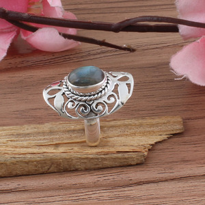 Anillo de Labradorita Azul Fuego Natural al por Mayor, Anillo de Plata de Ley 925, Anillo Clásico de Boda para Mujer, Anillo llamativo - Product Image 2