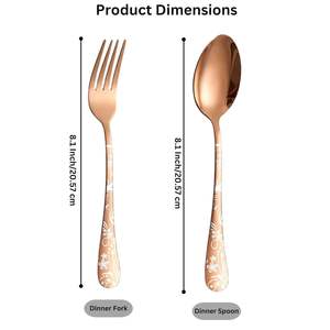 Cuchara y Tenedor de Acero Inoxidable Premium Color Oro Rosa, Aptos para Lavavajillas, Elegantes, Ideales para Regalo - Product Image 5