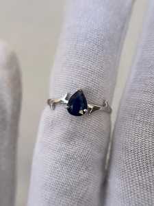 Bague en saphir bleu antique, coupe poire, saphir bleu royal, bague de fiançailles solitaire, bague de mariage pour femme, bijoux - Product Image 6