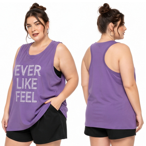 Women Racerback <b>Plus</b> <b>Size</b> Tank <b>Top</b> Gym Wear Singlet <b>Top</b> O Neck Embroidered Stringer Breathable <b>Plus</b> <b>Size</b> Knitted Tank <b>Top</b> Ladies - Product Image 1