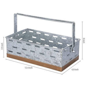Caddy en métal galvanisé au design moderne avec 4 compartiments \ Porte-ustensiles de pique-nique de cuisine rustique de ferme - Product Image 1
