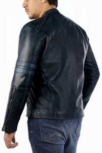 Blouson en cuir unisexe coupe ajustée style streetwear, vêtement d'extérieur en cuir véritable pour moto, style décontracté, vente en gros, approvisionnement en vrac OEM - Product Image 5