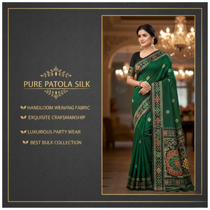 ผ้าไหมพัตตาลาแท้สำหรับตัดเย็บเสื้อผู้หญิงแบบไม่เย็บติดกัน |   ผ้าทอมือสำหรับชุดงานเลี้ยง |   คอลเลกชันที่ดีที่สุด ราคาประหยัดและคุ้มค่า - Product Image 5