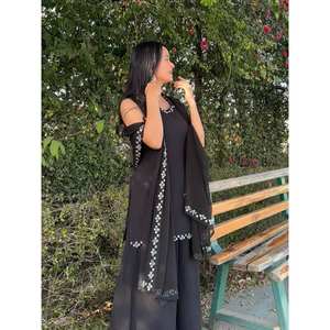 Ropa Tradicional China-Real Mirror Work Top-Bottom y Dupatta para una apariencia de fiesta - Product Image 4